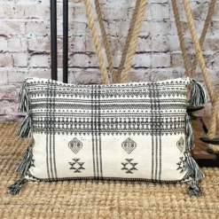 Pillows-Kirkland's Home Ivory And Black Boho Stripes Lumbar Pillow Ivory/Black