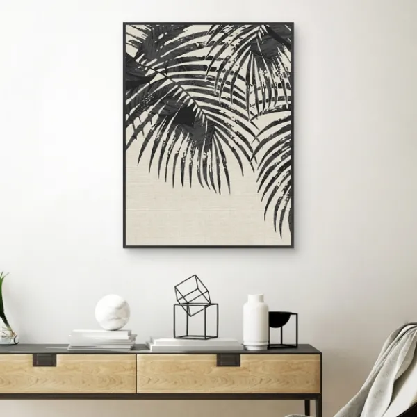 Canvas Art-Kirkland's Home Ivory And Black Palms Canvas Art Print Black/Tan