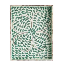 Decorative Trays-Kirkland's Home Ivory And Clover Mosaic Capiz Shell Tray, 17 In. Green/Ivory