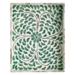 Decorative Trays-Kirkland's Home Ivory And Clover Mosaic Capiz Shell Tray, 15 In. Green/Ivory