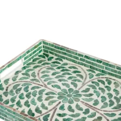 Decorative Trays-Kirkland's Home Ivory And Clover Mosaic Capiz Shell Tray, 15 In. Green/Ivory