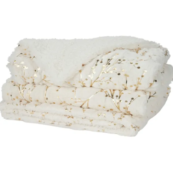 Blankets & Throws-Kirkland's Home Ivory And Gold Metallic Branches Throw Gold/Ivory