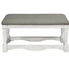 Benches & Ottomans-Kirkland's Home Ivory And Gray Wooden Upholstered Bench Ivory/Gray