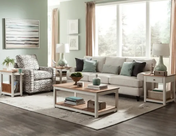 Accent & End Tables-Kirkland's Home Ivory And Natural Wood Magazine Shelf Accent Table Ivory/Tan