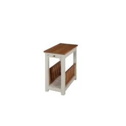 Accent & End Tables-Kirkland's Home Ivory And Natural Wood Magazine Shelf Accent Table Ivory/Tan
