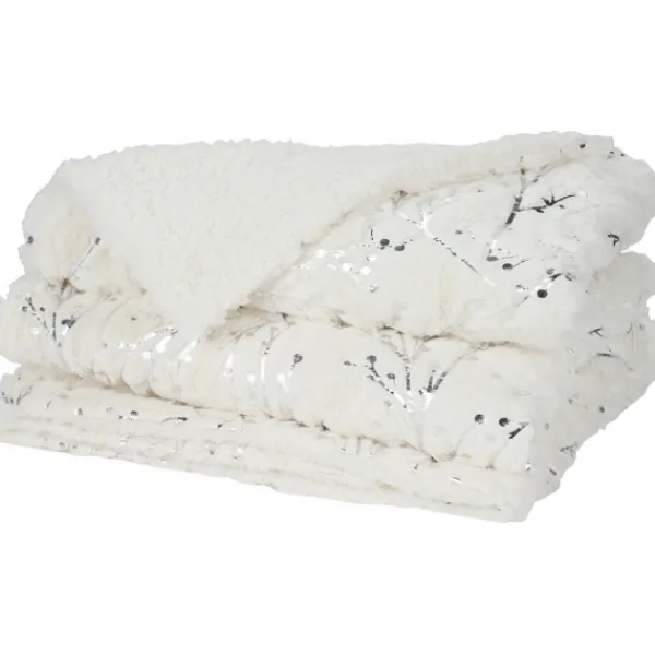 Blankets & Throws-Kirkland's Home Ivory And Silver Metallic Branches Throw Silver/Ivory