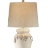 Table Lamps-Kirkland's Home Ivory Crackled Floral Table Lamp Tan