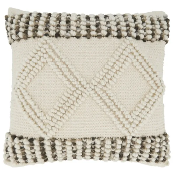 Pillows-Kirkland's Home Ivory Diamond Woven Textured Polyester Pillow