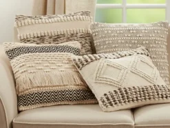 Pillows-Kirkland's Home Ivory Diamond Woven Textured Polyester Pillow