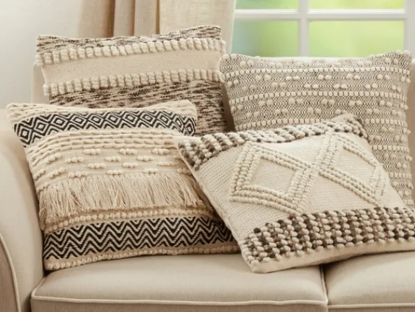 Pillows-Kirkland's Home Ivory Diamond Woven Textured Polyester Pillow