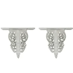 Shelves-Kirkland's Home Ivory Distressed Carved 2-Pc. Wall Shelf Set