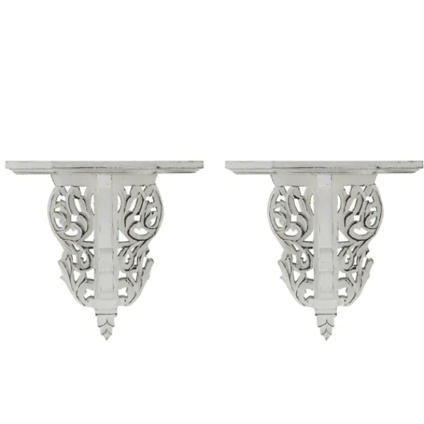 Shelves-Kirkland's Home Ivory Distressed Carved 2-Pc. Wall Shelf Set