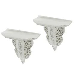 Shelves-Kirkland's Home Ivory Distressed Carved 2-Pc. Wall Shelf Set