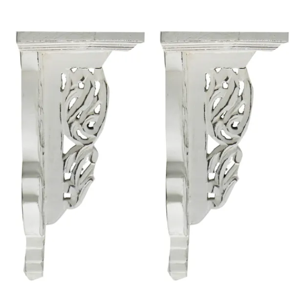 Shelves-Kirkland's Home Ivory Distressed Carved 2-Pc. Wall Shelf Set