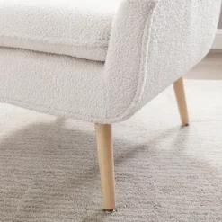 Accent Chairs-Kirkland's Home Ivory Faux Sherpa Tufted Accent Chair White