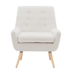 Accent Chairs-Kirkland's Home Ivory Faux Sherpa Tufted Accent Chair White