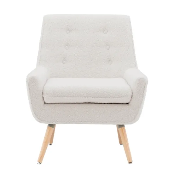 Accent Chairs-Kirkland's Home Ivory Faux Sherpa Tufted Accent Chair White