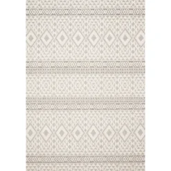 Outdoor Rugs-Kirkland's Home Ivory Geometric Stripes Outdoor Area Rug, 5X7 Ivory/Gray