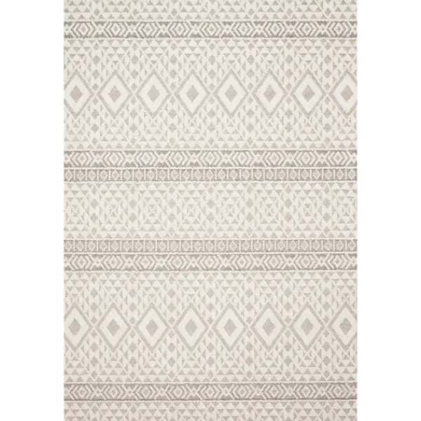 Outdoor Rugs-Kirkland's Home Ivory Geometric Stripes Outdoor Area Rug, 5X7 Ivory/Gray
