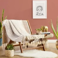 Blankets & Throws-Kirkland's Home Ivory Hypnotic Tassel Throw Ivory/Tan