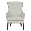 Accent Chairs-Kirkland's Home Ivory Lanea Quilted Accent Chair With Silver Studs White