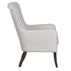 Accent Chairs-Kirkland's Home Ivory Lanea Quilted Accent Chair With Silver Studs White
