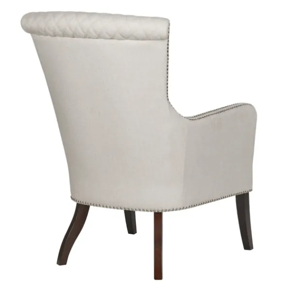 Accent Chairs-Kirkland's Home Ivory Lanea Quilted Accent Chair With Silver Studs White