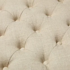 Benches & Ottomans-Kirkland's Home Ivory Linen Low Base Tufted Ottoman White