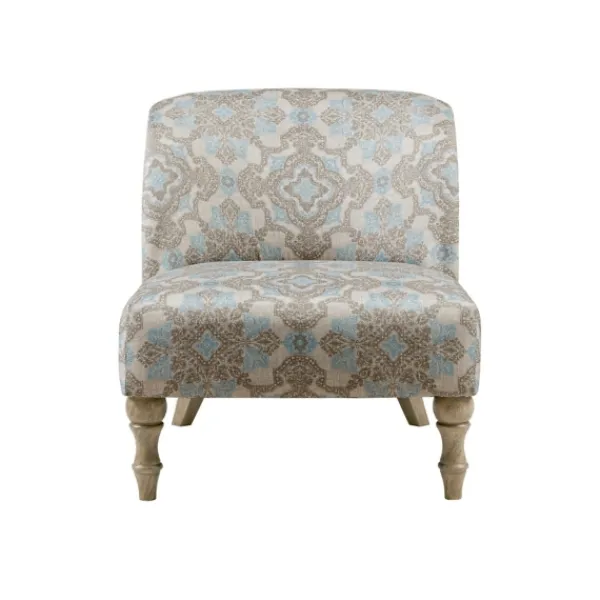Accent Chairs-Kirkland's Home Ivory Medallion Wide Frame Slipper Accent Chair White/Blue/Brown