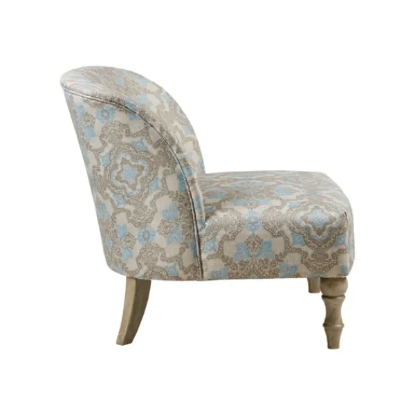 Accent Chairs-Kirkland's Home Ivory Medallion Wide Frame Slipper Accent Chair White/Blue/Brown
