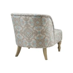 Accent Chairs-Kirkland's Home Ivory Medallion Wide Frame Slipper Accent Chair White/Blue/Brown