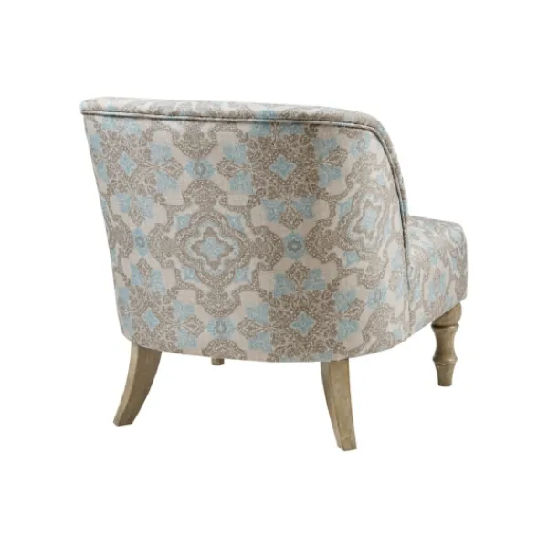 Accent Chairs-Kirkland's Home Ivory Medallion Wide Frame Slipper Accent Chair White/Blue/Brown