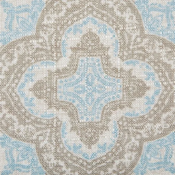 Accent Chairs-Kirkland's Home Ivory Medallion Wide Frame Slipper Accent Chair White/Blue/Brown