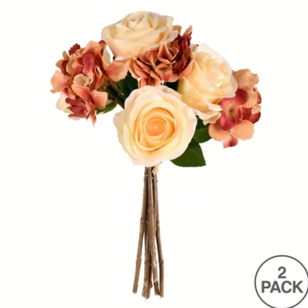 Stems & Bouquets-Kirkland's Home Ivory Rose And Blush Hydrangea Stems, Set Of 2 Ivory/Pink