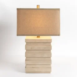 Table Lamps-Kirkland's Home Ivory Square Tiered Table Lamp Tan