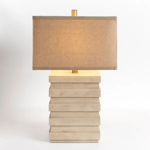 Table Lamps-Kirkland's Home Ivory Square Tiered Table Lamp Tan