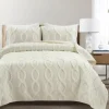 Quilts-Kirkland's Home Ivory Trellis Ruffles 3-Pc. King Quilt Set White