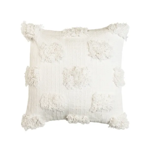 Pillows-Kirkland's Home Ivory Tufted Dots Throw Pillow White