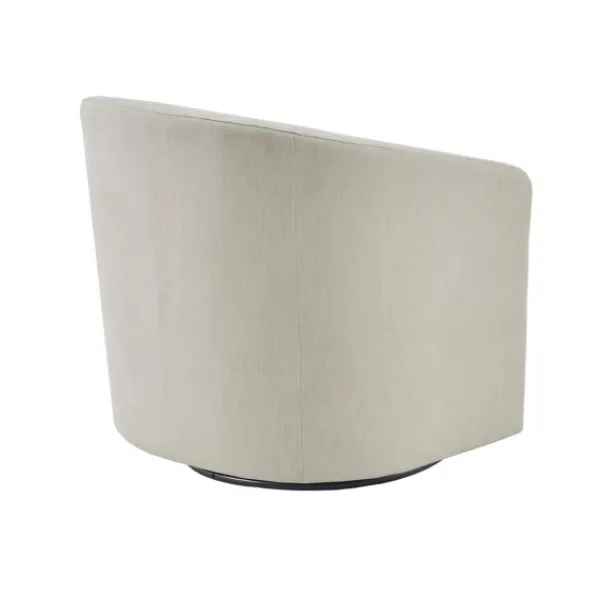 Accent Chairs-Kirkland's Home Ivory Upholstered Low Back Swivel Accent Chair White