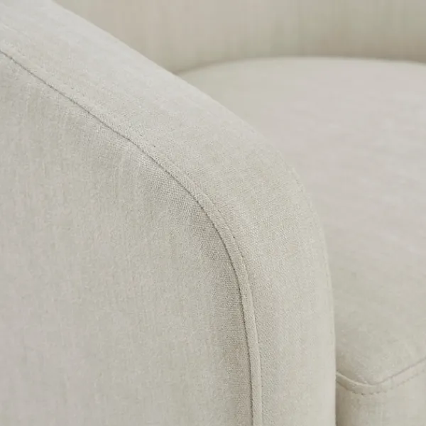 Accent Chairs-Kirkland's Home Ivory Upholstered Low Back Swivel Accent Chair White