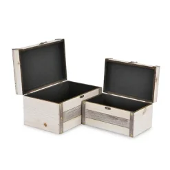 Baskets & Boxes-Kirkland's Home Ivory Wood And Metal Boxes, Set Of 2 Ivory/Gray