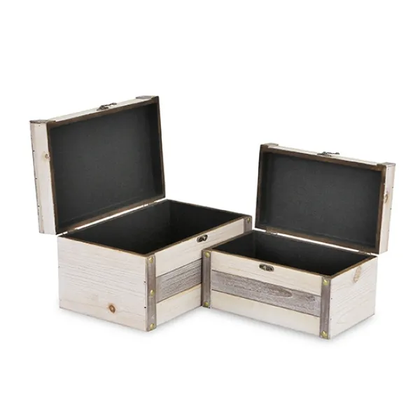 Baskets & Boxes-Kirkland's Home Ivory Wood And Metal Boxes, Set Of 2 Ivory/Gray