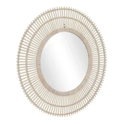 Decorative Mirrors-Kirkland's Home Ivory Woven Bamboo Sunburst Wall Mirror