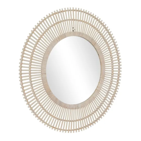 Decorative Mirrors-Kirkland's Home Ivory Woven Bamboo Sunburst Wall Mirror