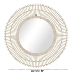 Decorative Mirrors-Kirkland's Home Ivory Woven Bamboo Sunburst Wall Mirror