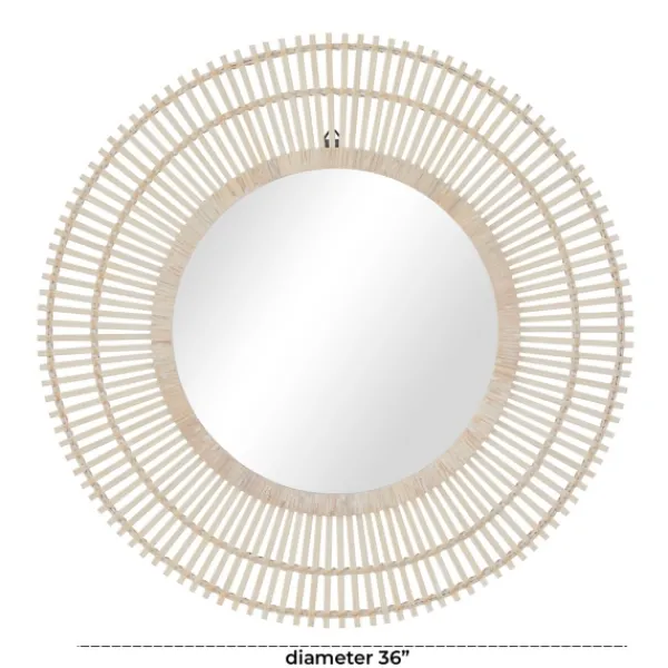 Decorative Mirrors-Kirkland's Home Ivory Woven Bamboo Sunburst Wall Mirror