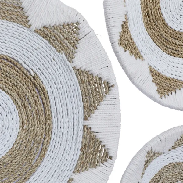 Wall Plaques-Kirkland's Home Ivory Woven Cotton Round 3-Pc. Wall Decoration White/Tan