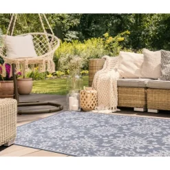 Outdoor Rugs-Kirkland's Home Ivy Indoor/Outdoor Area Rug, 4X7 Blue