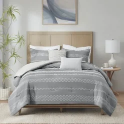 Comforters-Kirkland's Home Jacquard 5-Pc. California King Comforter Set Gray