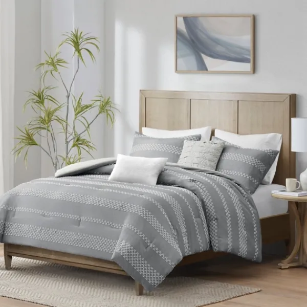 Comforters-Kirkland's Home Jacquard 5-Pc. Full/Queen Comforter Set Gray